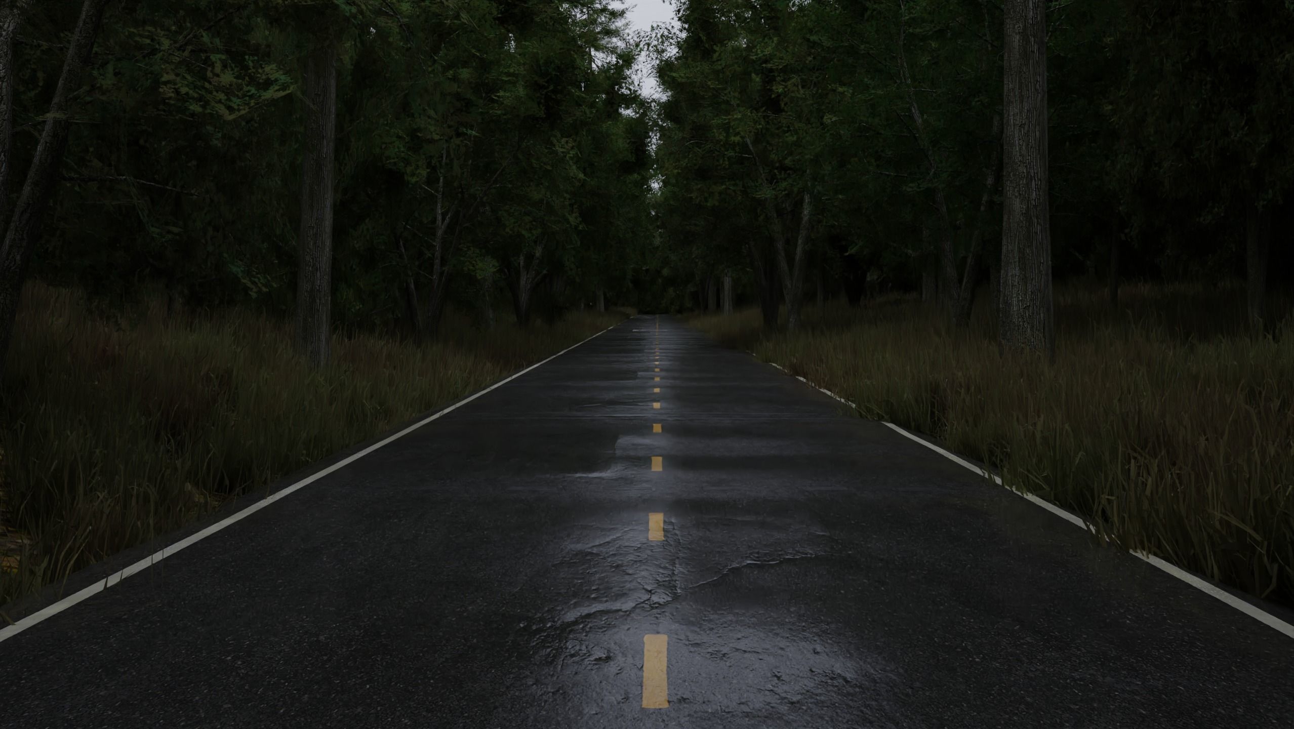 Realistic Forest Road Scene 3D Blender File Textured 3D model_7
