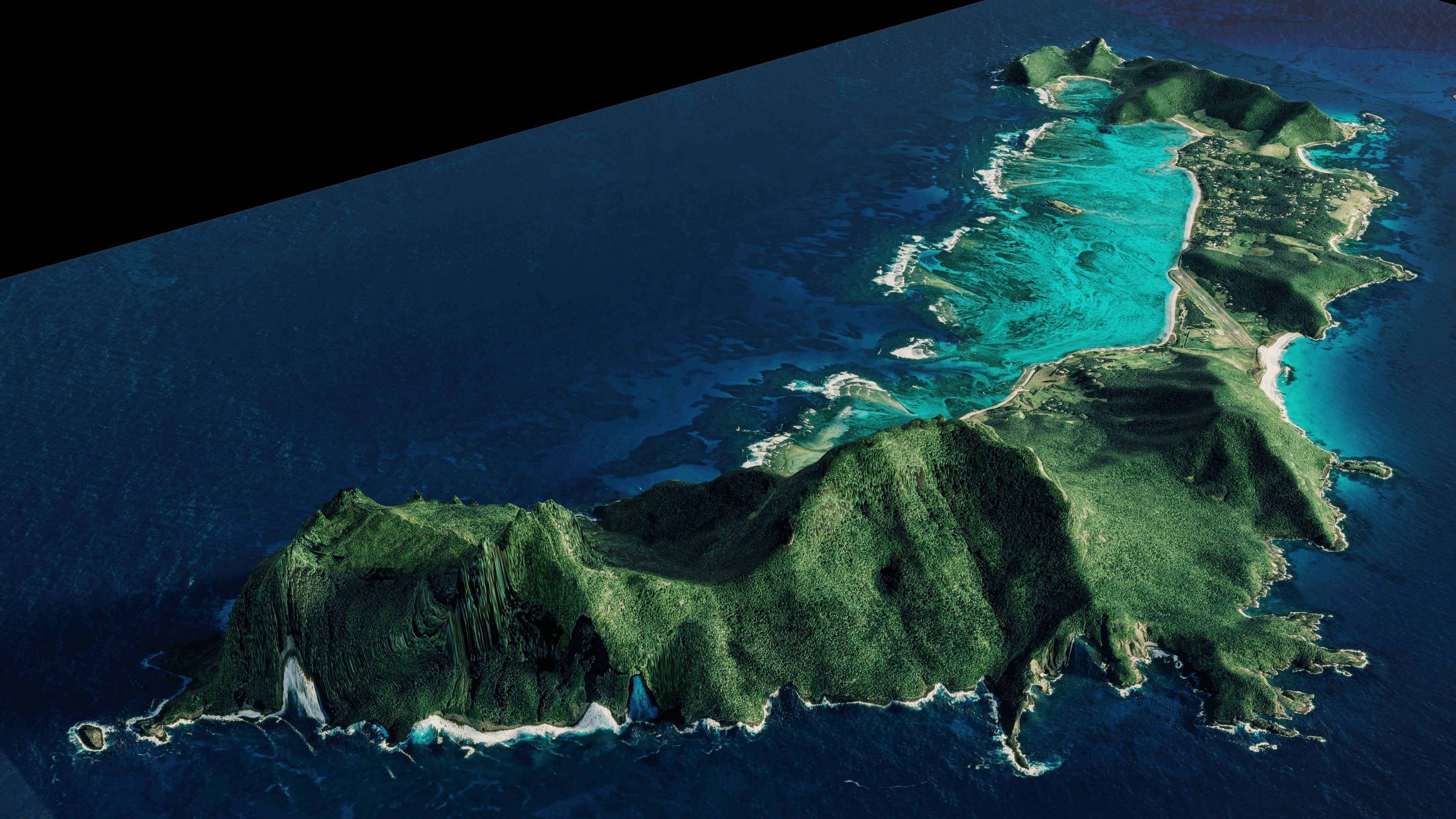 3D model tropical island terrain lord howe island full 3d model VR / AR ...