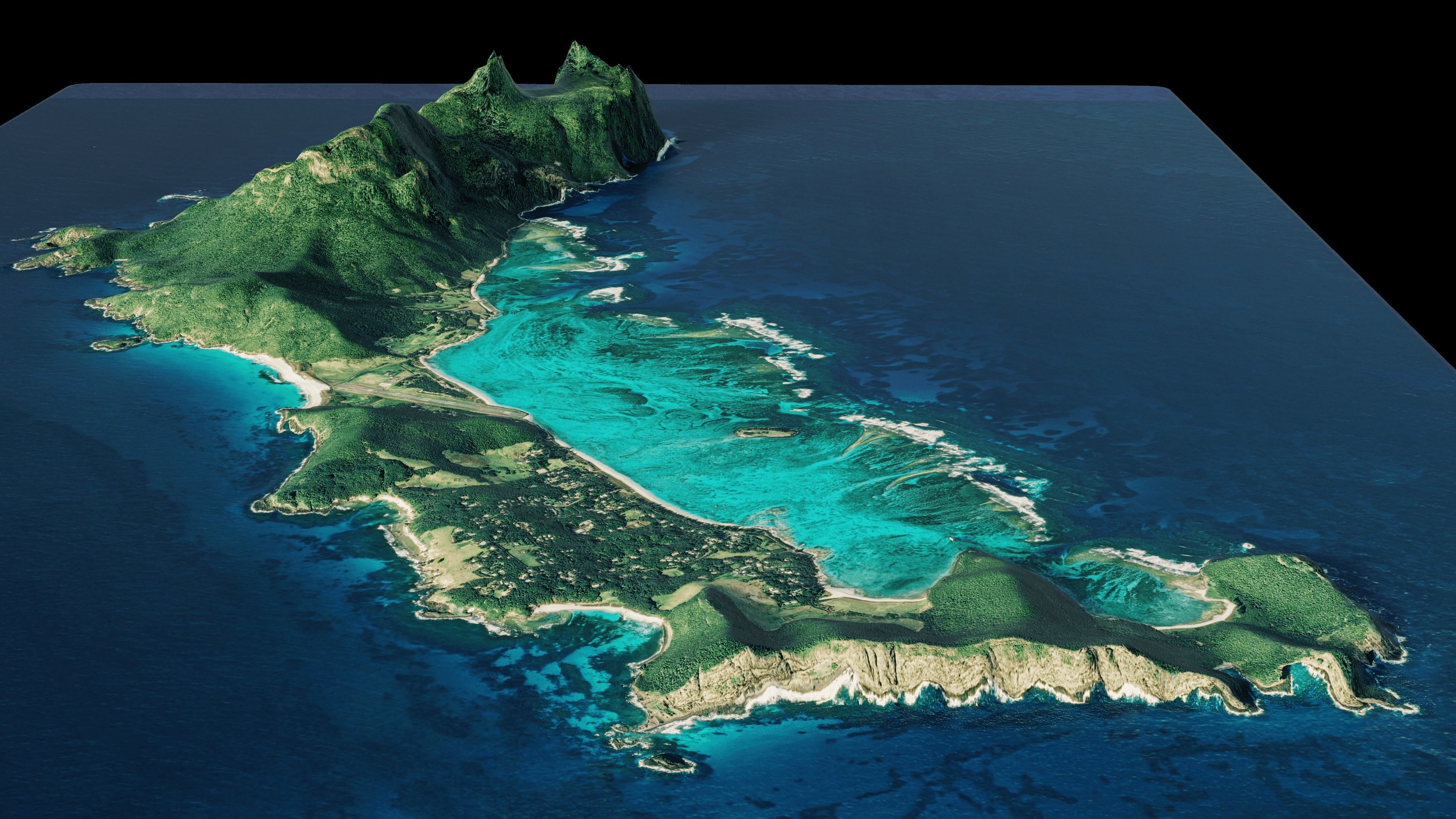 tropical island terrain lord howe island full 3d model Low-poly 3D model_1
