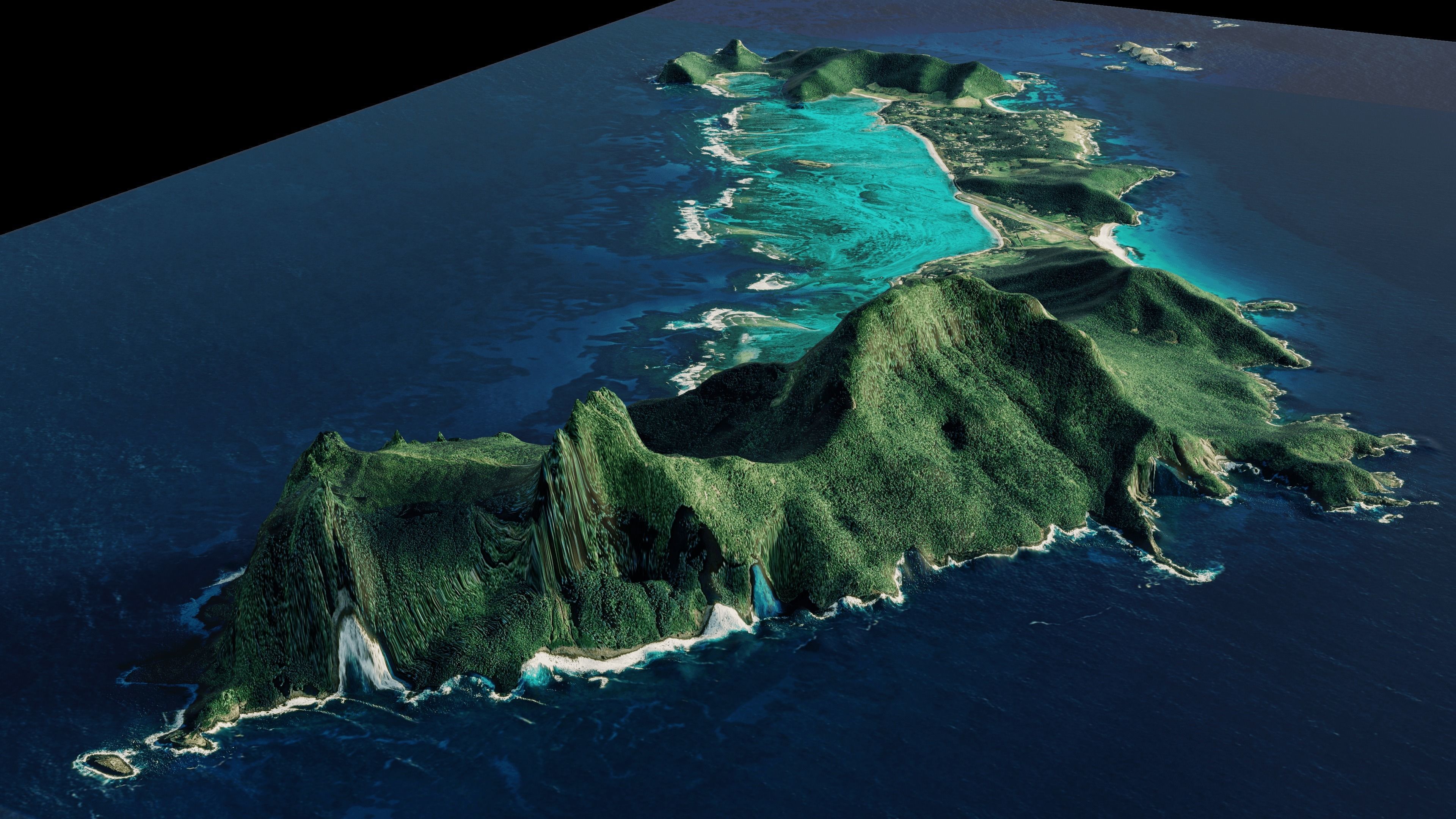 tropical island terrain lord howe island full 3d model Low-poly 3D model_5