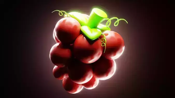 Cartoon Grapes Bunch - Stylized 3D Fruit Model for Printing