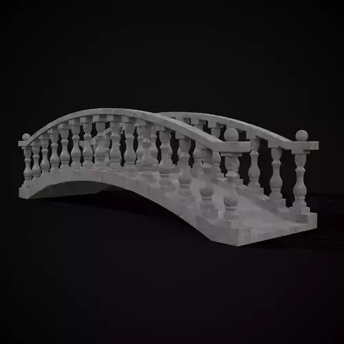 Stone Curved Bridge Low-poly 3D model