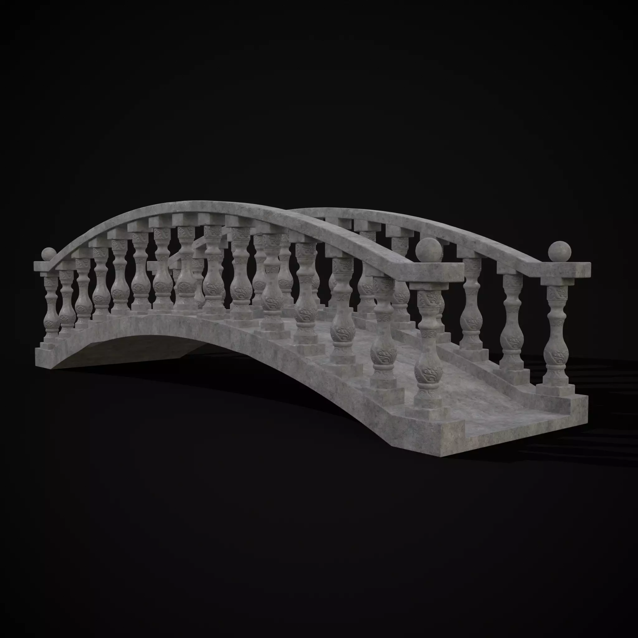 Stone Curved Bridge Low-poly 3D model