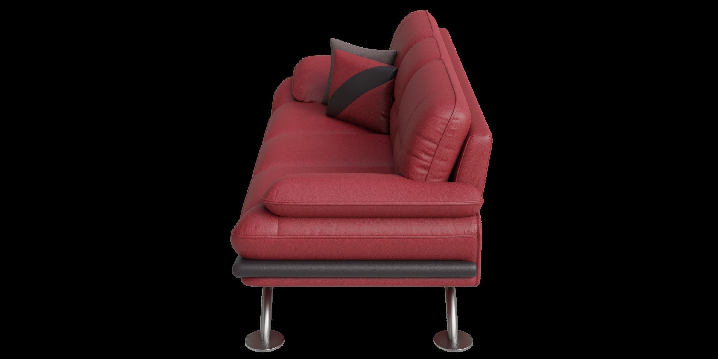 Red And Black Line Leather Sofa 3D model_11