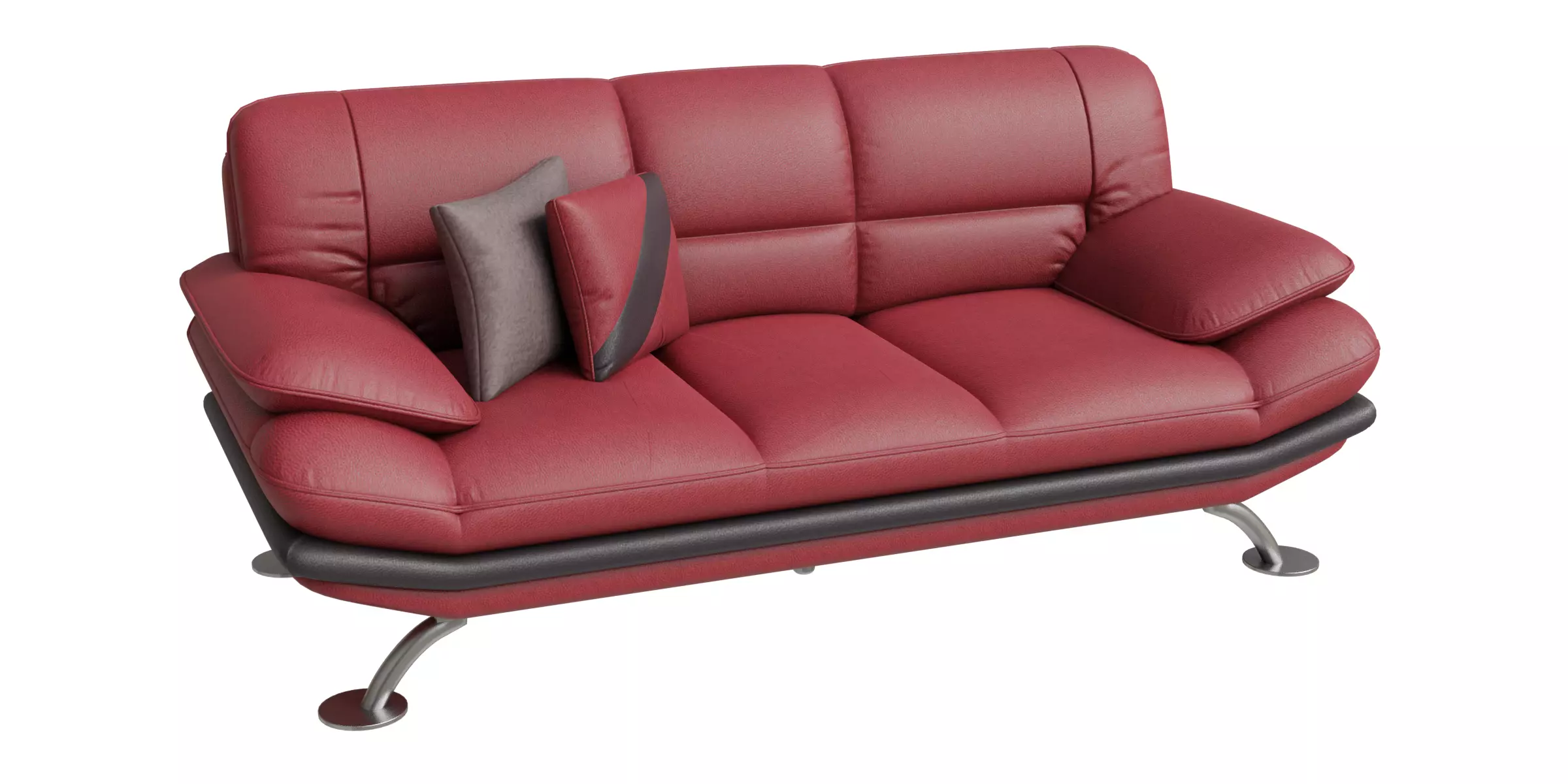 Red And Black Line Leather Sofa 3D model_0