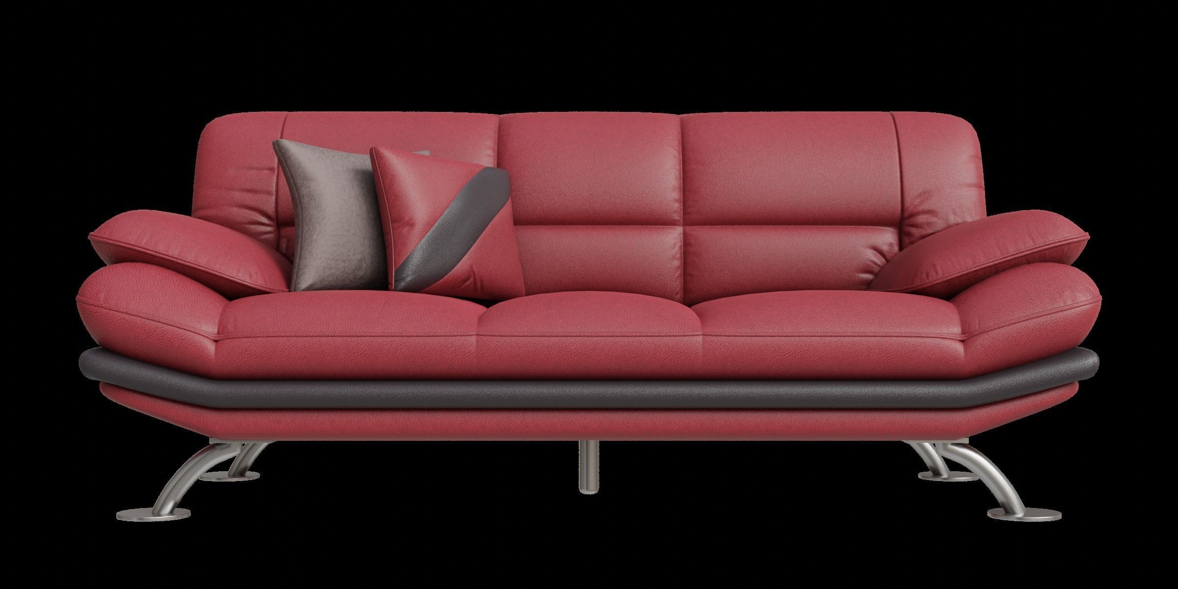 Red And Black Line Leather Sofa 3D model_4