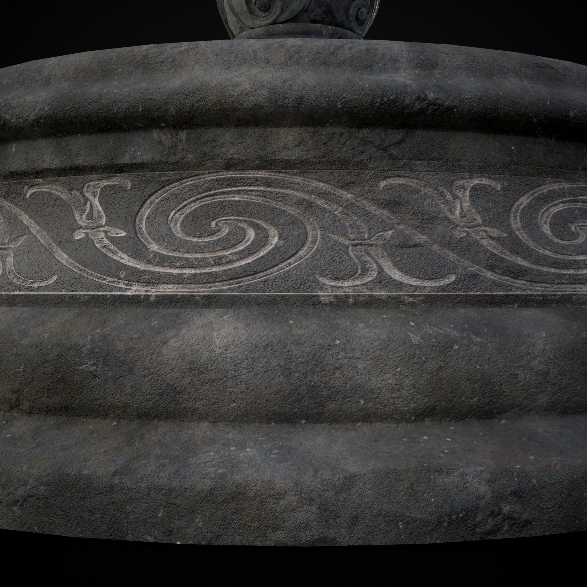 Round Ornamented Water Fountain Low-poly 3D model_15