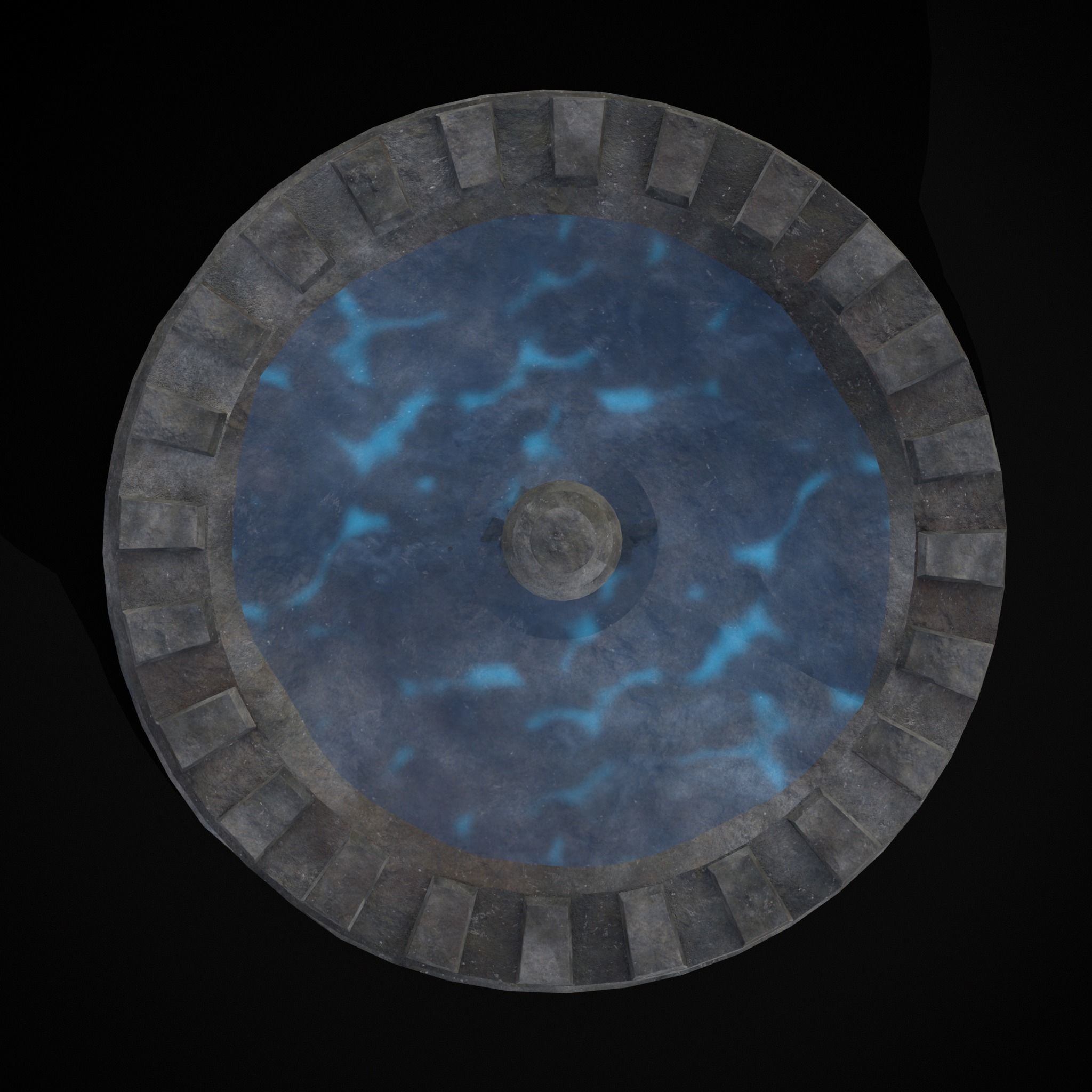 Round Ornamented Water Fountain Low-poly 3D model_5