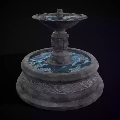 Round Ornamented Water Fountain Low-poly 3D model