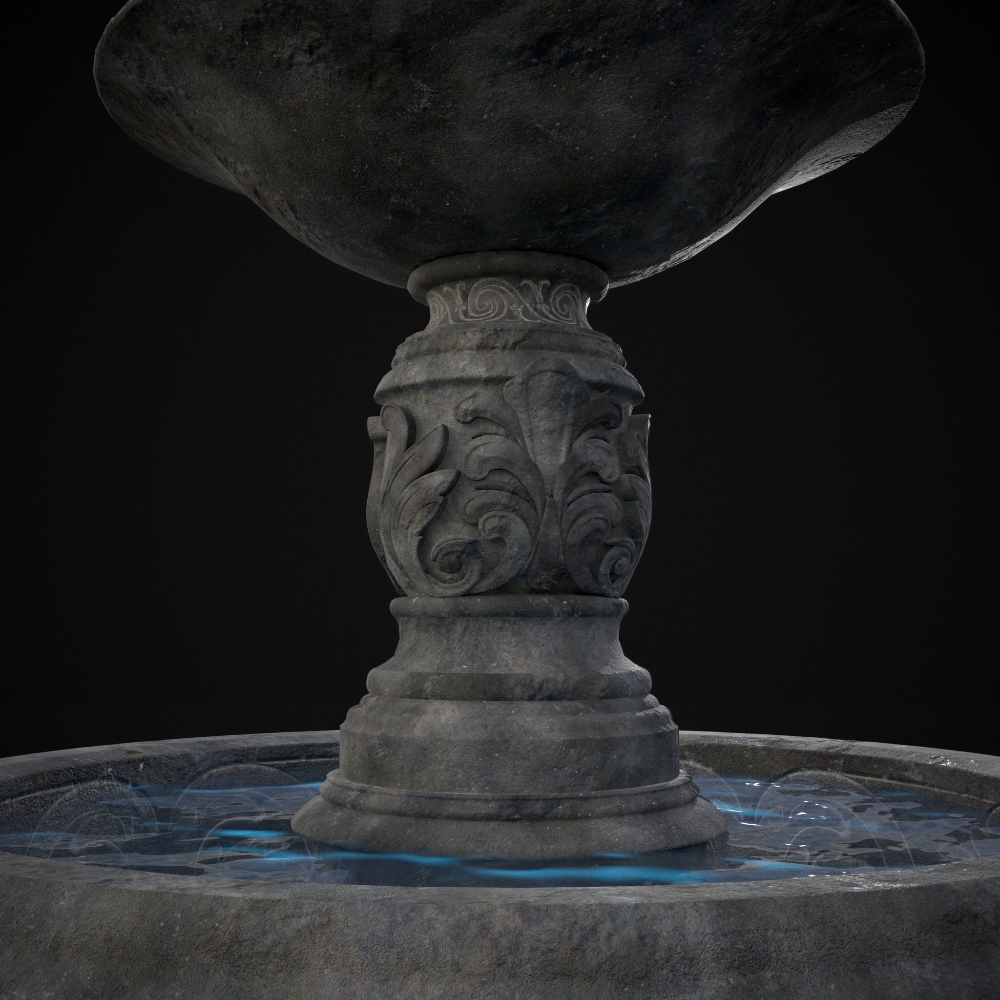 Round Ornamented Water Fountain Low-poly 3D model_21