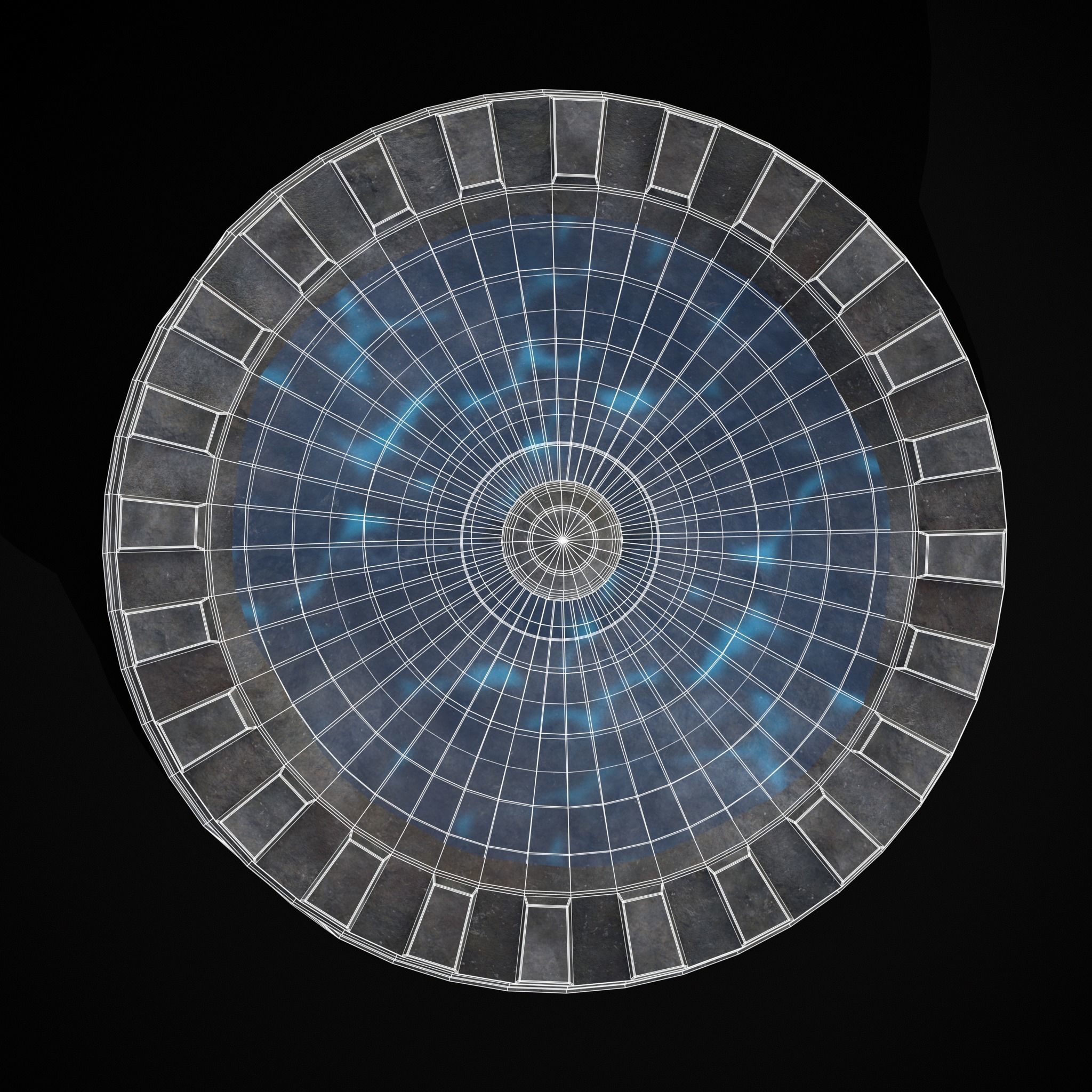 Round Ornamented Water Fountain Low-poly 3D model_6