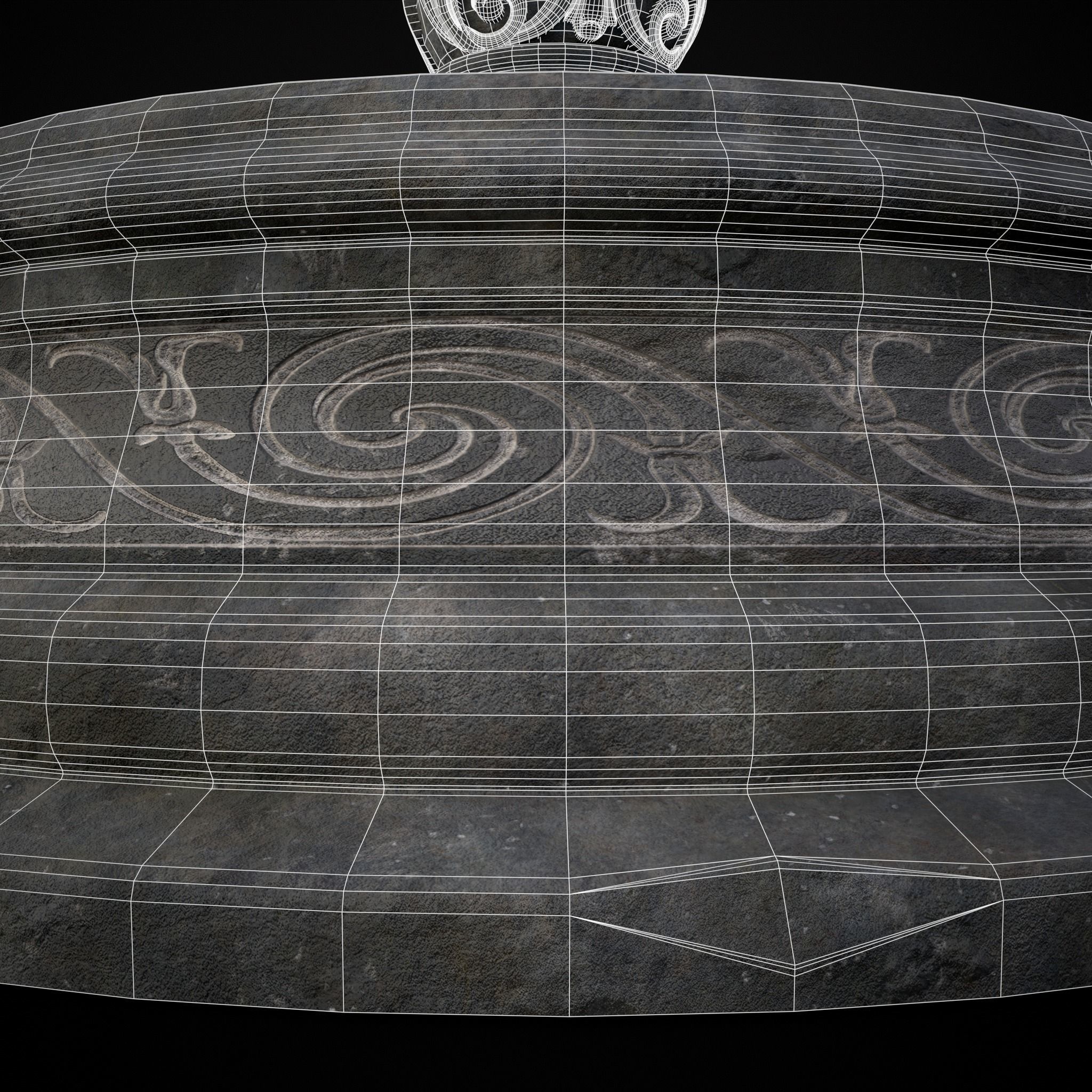 Round Ornamented Water Fountain Low-poly 3D model_16