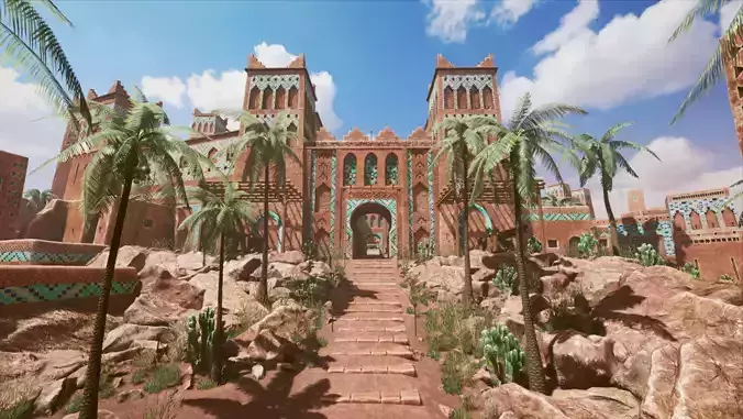 Middle Eastern Kasbah Fortress - Unreal Engine Low-poly 3D model