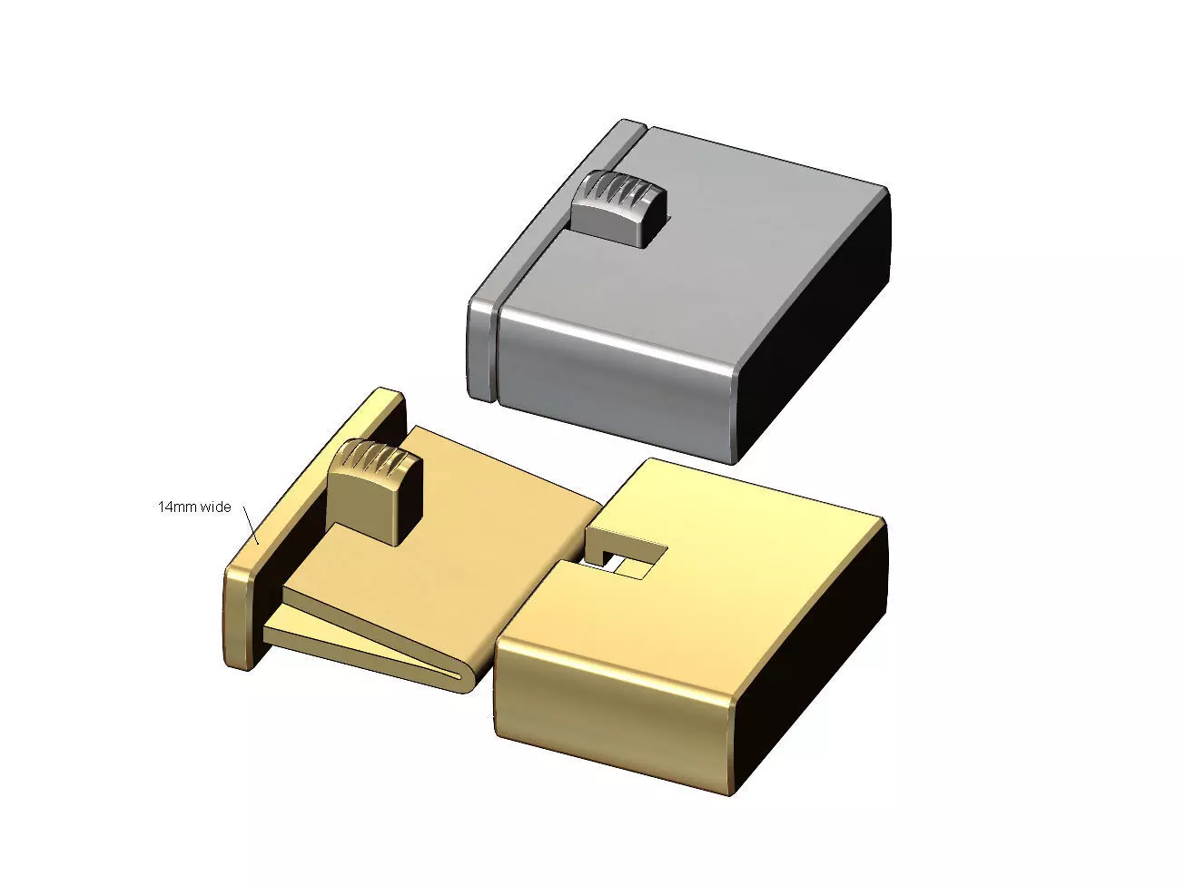 Simple 14mm wide box clasp  3D print model_0