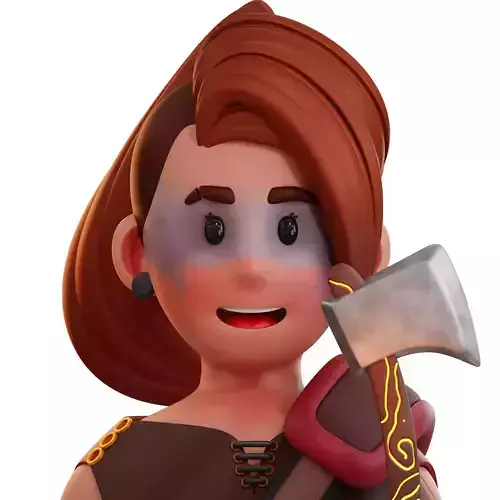 Barbarian Axe Fighter Avatar 3D Icon