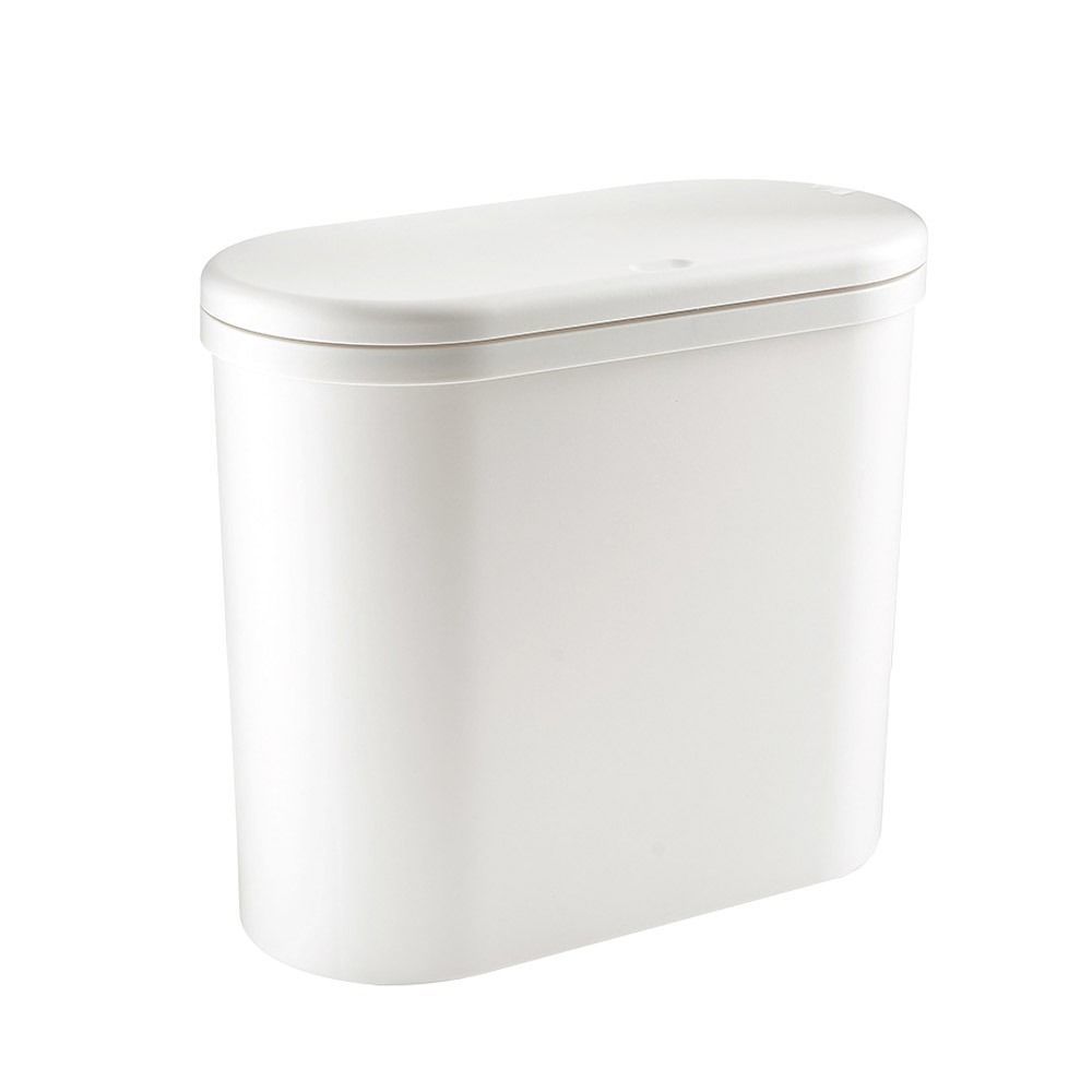 One Touch Wide White Trash Can 10L 3D model_1