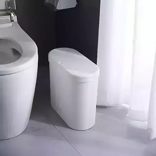 One Touch Wide White Trash Can 10L