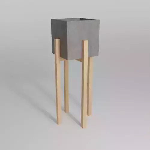 Plant pot with wooden legs 3D model