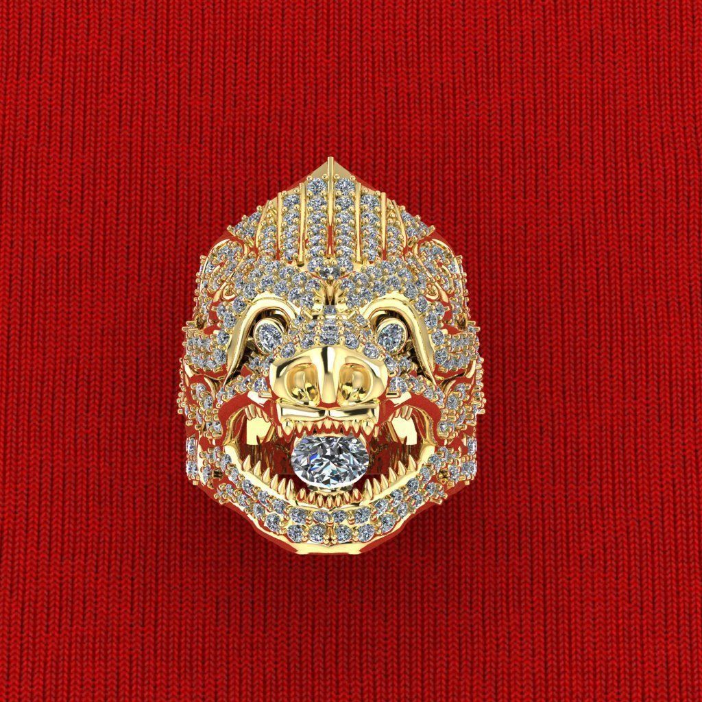Hanuman Diamond Ring  3D print model_1