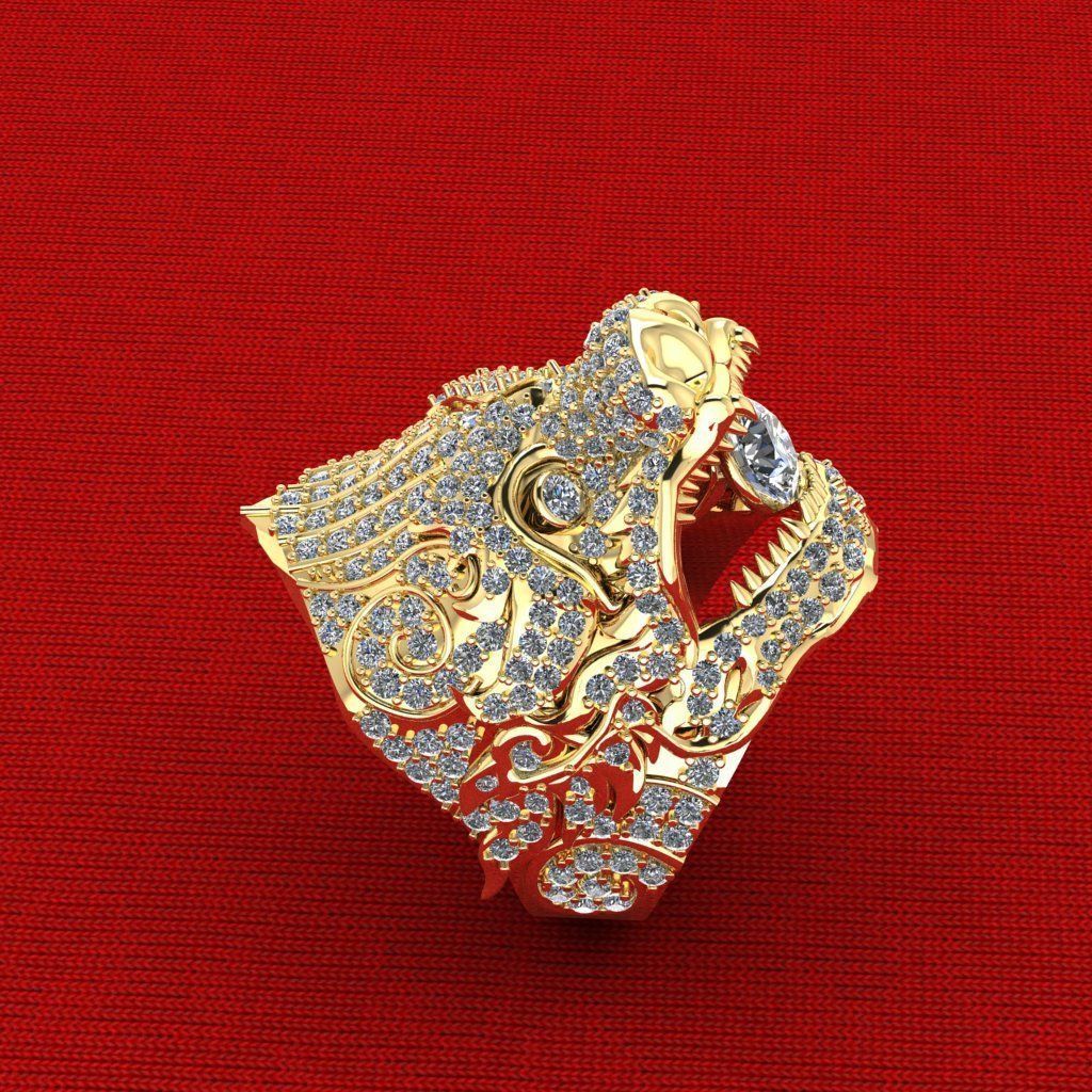 Hanuman Diamond Ring  3D print model_3