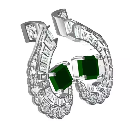 Emerald Stone Art Deco Earring