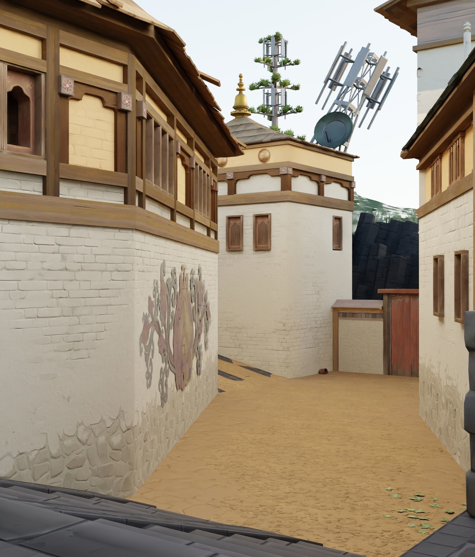 Valorant Map Haven Site A and B Map Low-poly 3D model_6