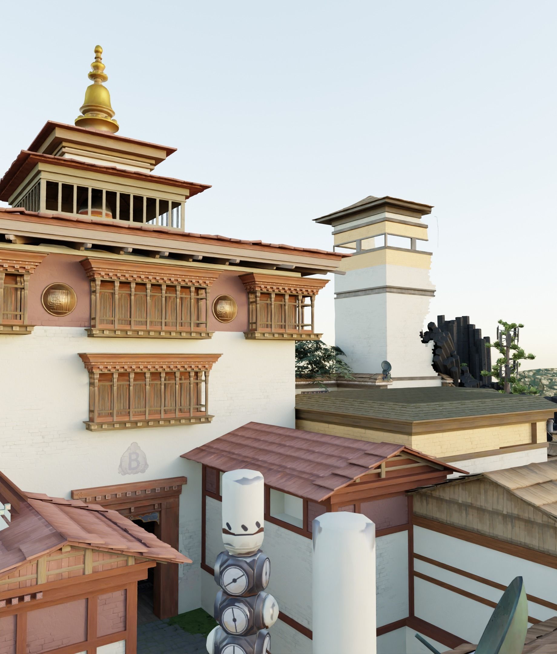 Valorant Map Haven Site A and B Map Low-poly 3D model_26