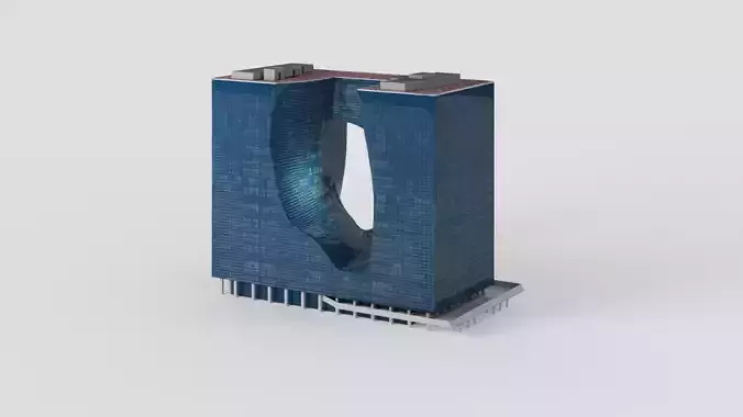 The Opus building dimension height 93 m Low-poly 3D model