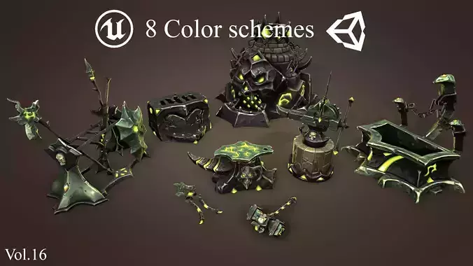 Undead forge collection Low-poly 3D model
