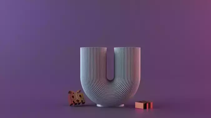  U-Shape Ribbed Curl Vase 02