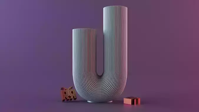  U-Shape Ribbed Curl Vase 03