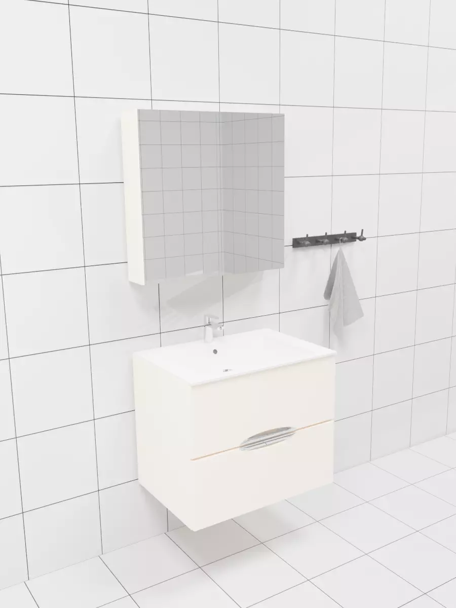 Mirror and Sink with a cabinet Free 3D model_0