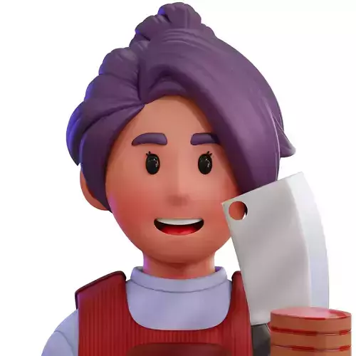 Butcher Avatar 3D Icon Low-poly 3D model