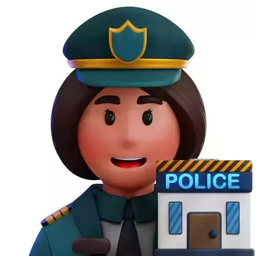 Police Officer Avatar 3D Icon Low-poly 3D model