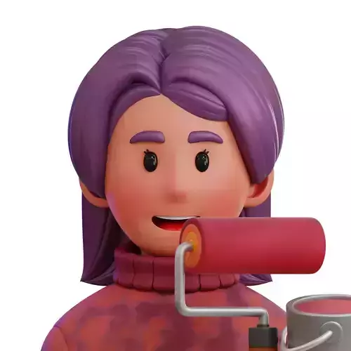 Female Painter Avatar 3D Icon Low-poly 3D model
