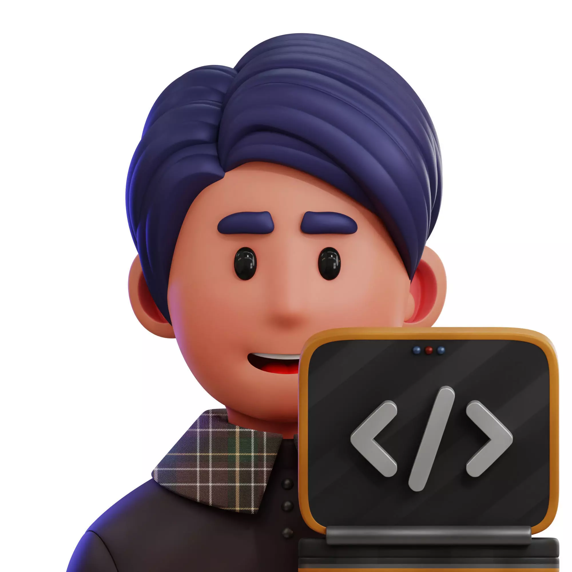 Programmer Avatar 3D Icon Low-poly 3D model_0