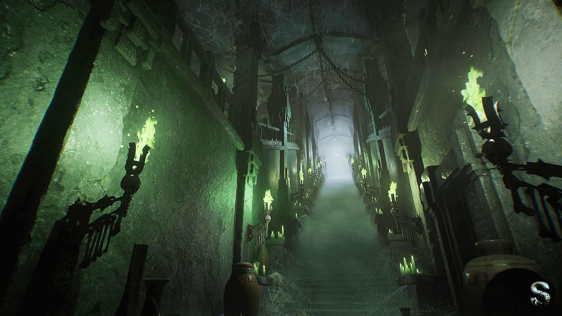 Fantasy Dungeon Ossuary Low-poly 3D model_2