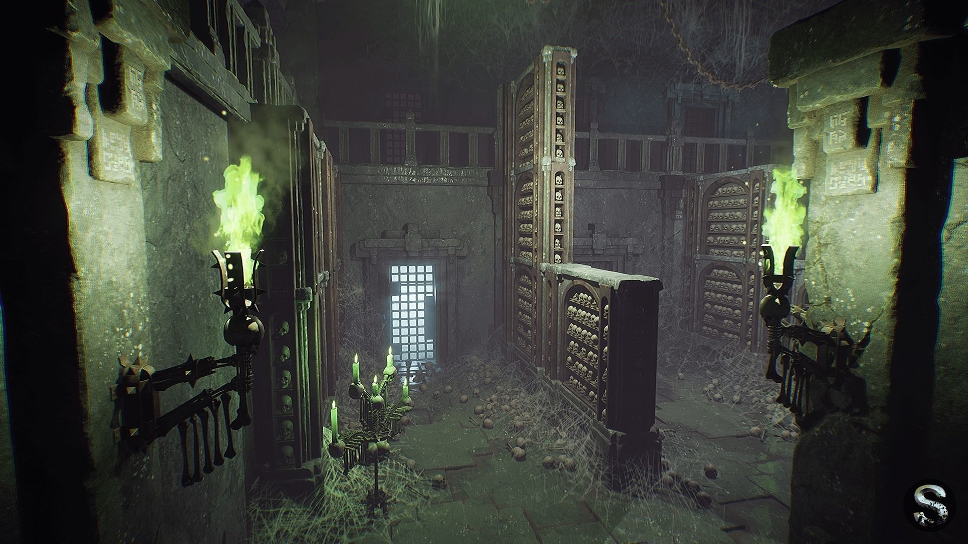 Fantasy Dungeon Ossuary Low-poly 3D model_4