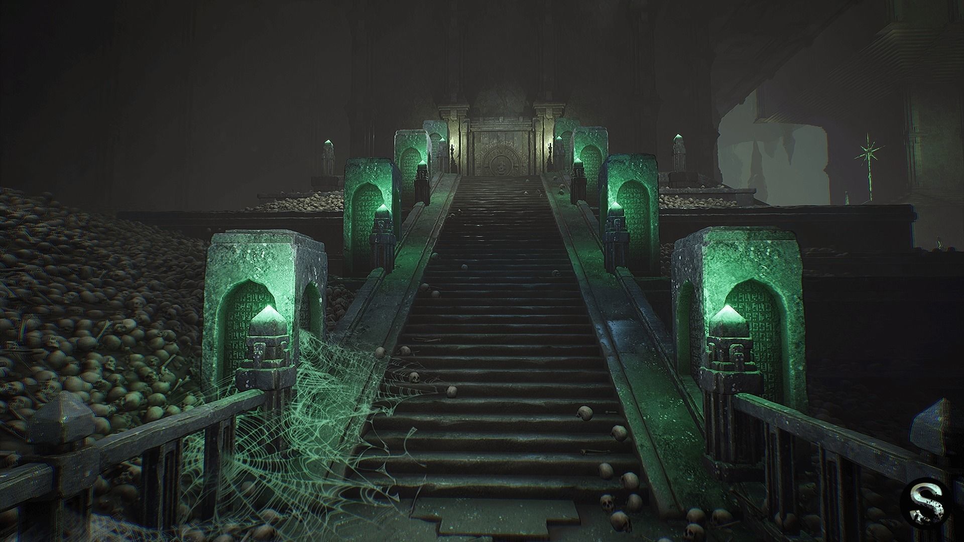 Fantasy Dungeon Ossuary Low-poly 3D model_7