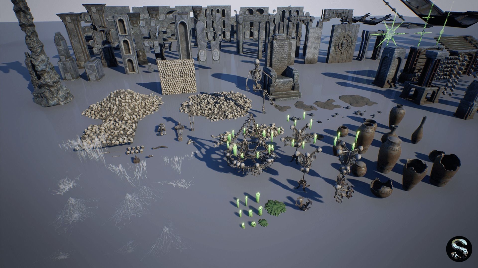 Fantasy Dungeon Ossuary Low-poly 3D model_24