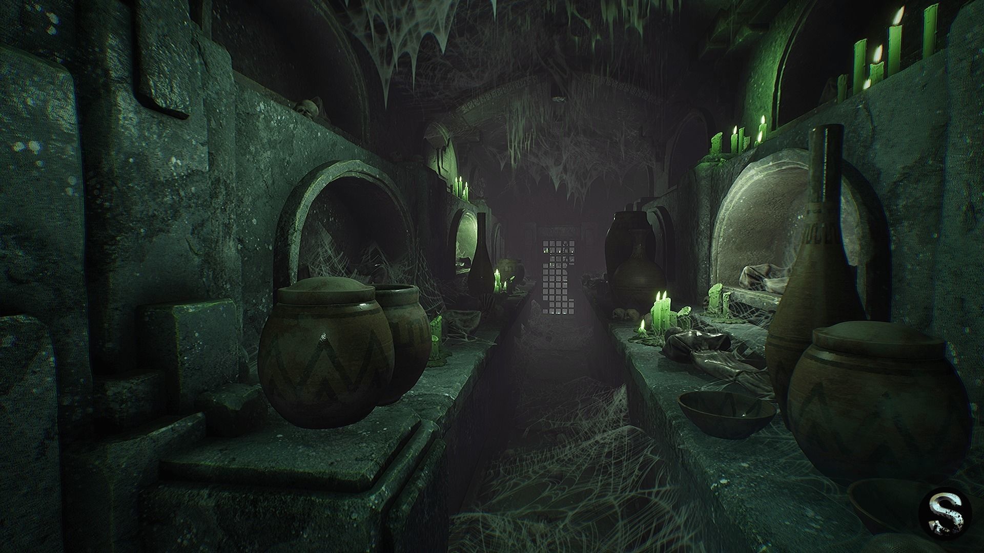 Fantasy Dungeon Ossuary Low-poly 3D model_5