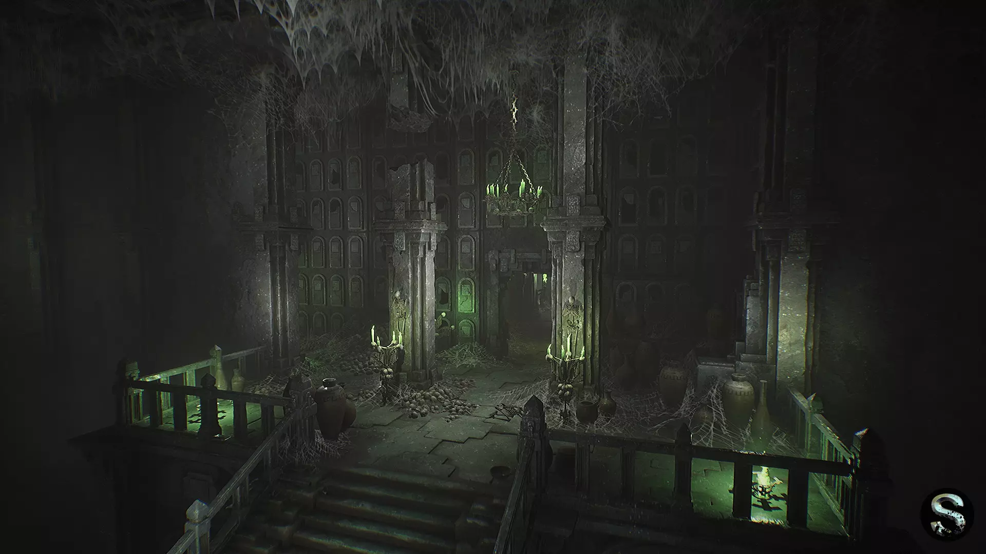 Fantasy Dungeon Ossuary Low-poly 3D model_0