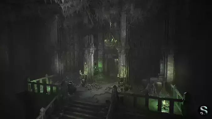 Fantasy Dungeon Ossuary Low-poly 3D model