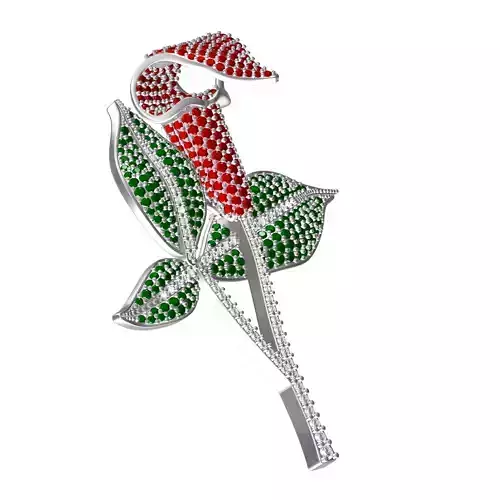 Beautiful Rose Branch Diamond Pendant