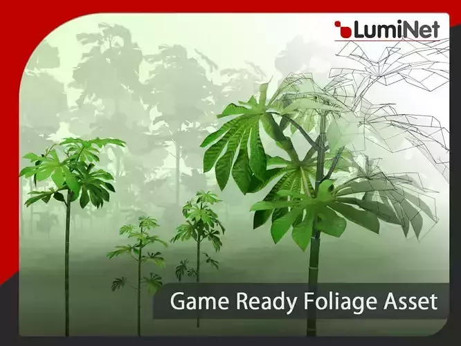 Cecropia Palmata - Grass Low-poly 3D model