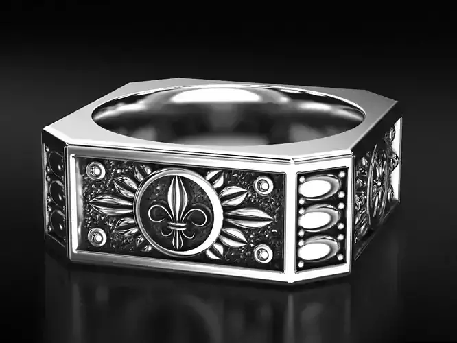 Heraldic lily ring 494 3D print model