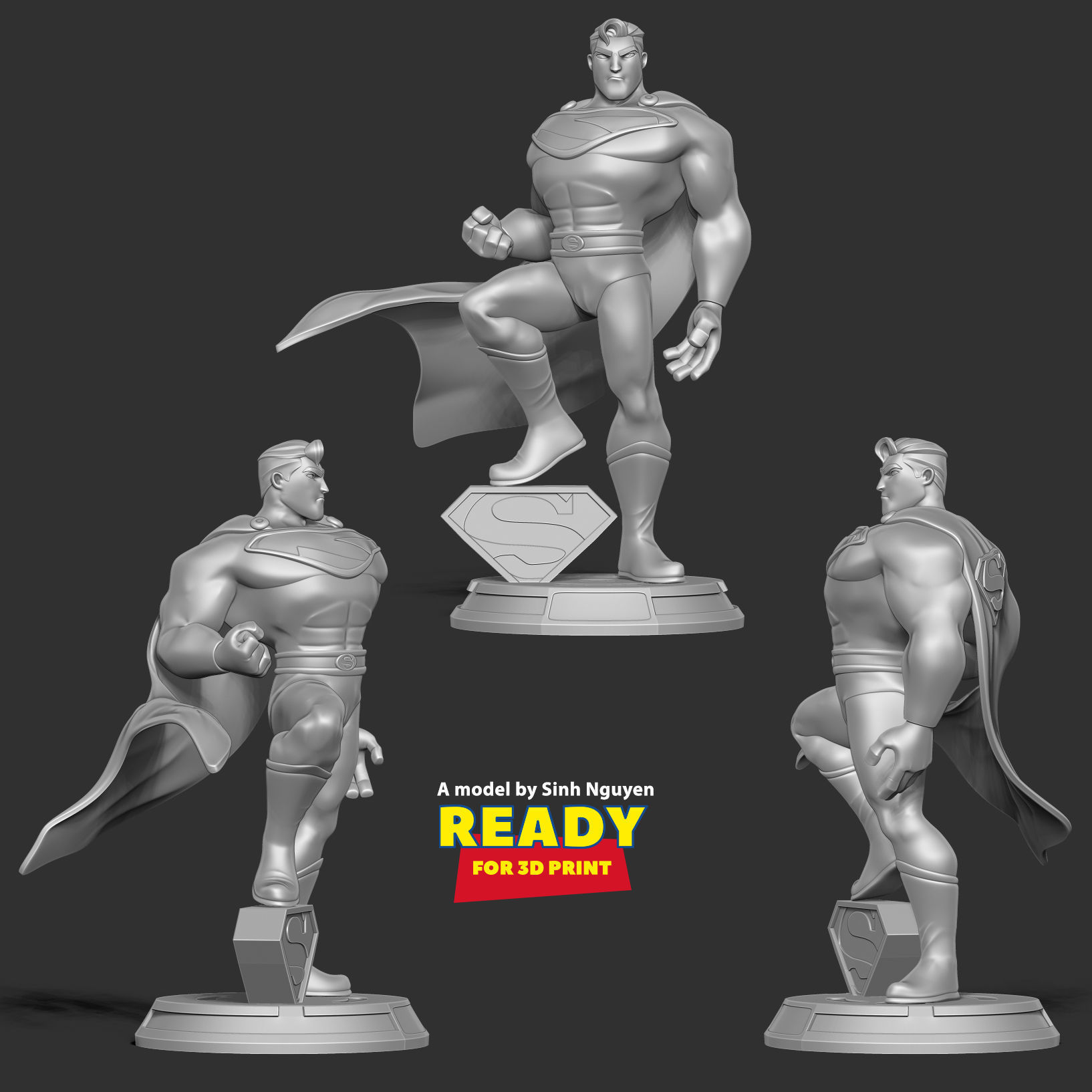Superman Stylized 3D print model_5