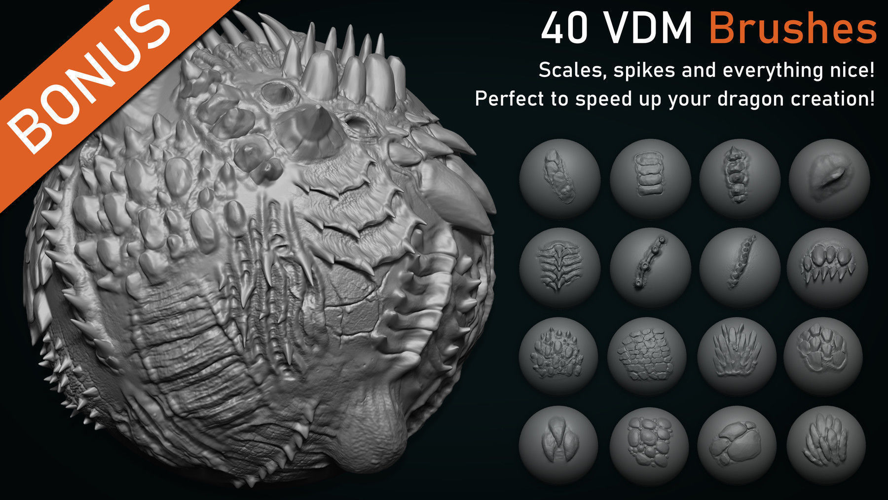 Tutorial Dragon Concept in Zbrush and 40 VDM Brushes 3D model_2