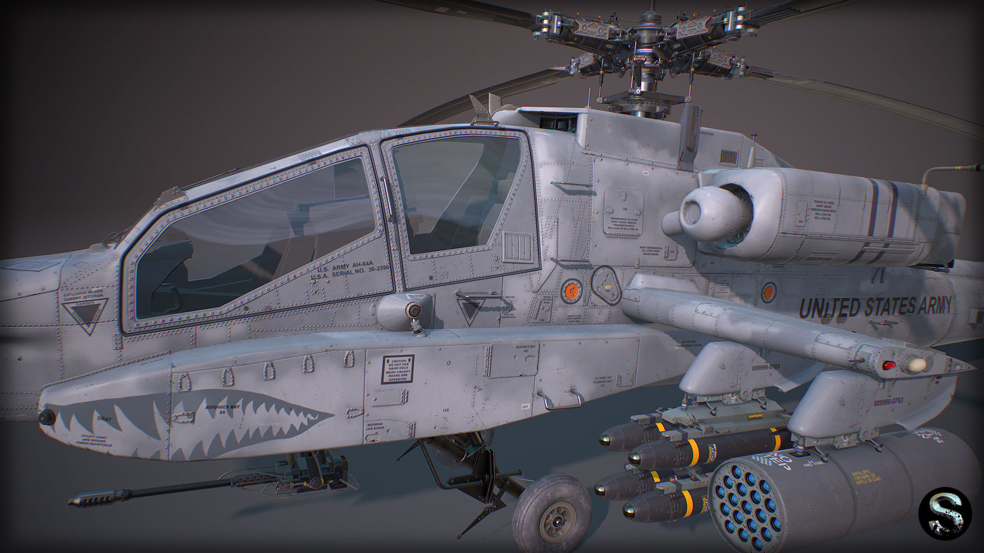 AH-64A Apache Low-poly 3D model_7