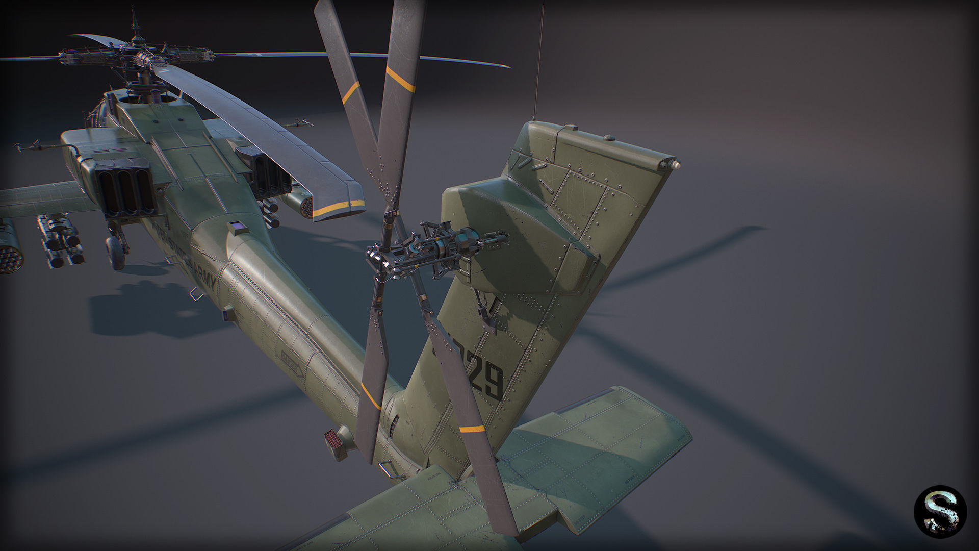 AH-64A Apache Low-poly 3D model_10